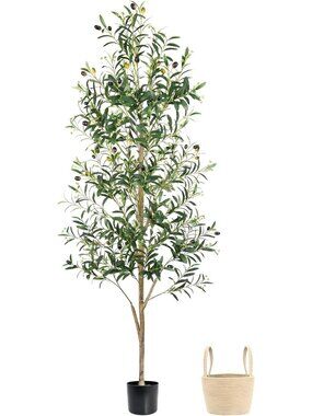 6FT Artificial Olive Tree - Realistic Faux Floor Plant for Indoor & Outdoor